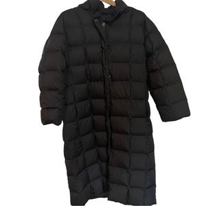 Land's End Black Quilted Down Parka Puffer Long Hooded Coat -Size Medium (10-12)